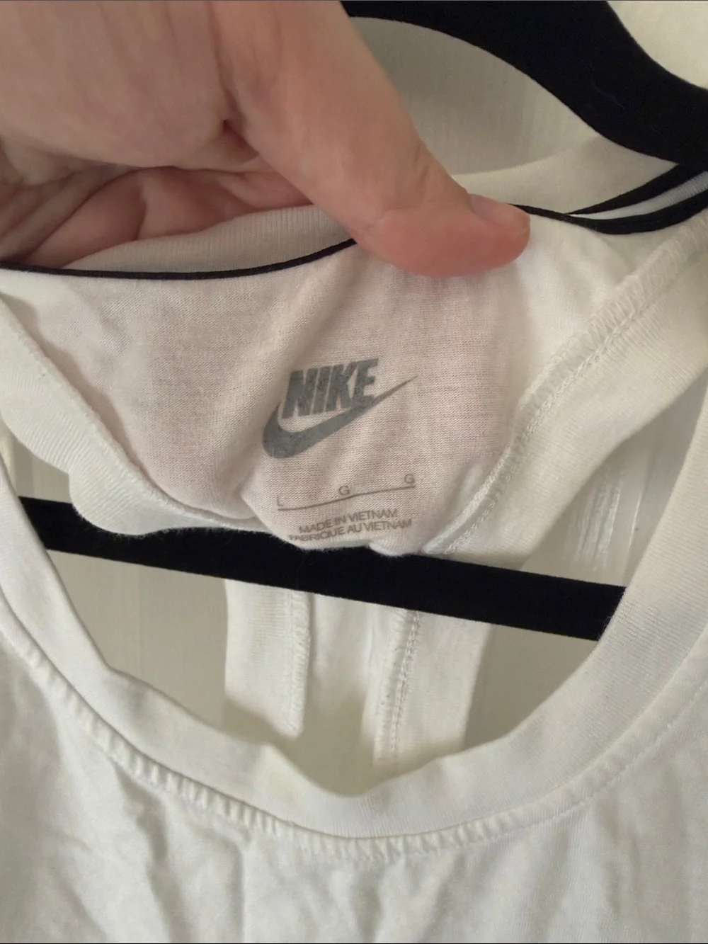 Nike White Tank Top with Black Swoosh Pocket